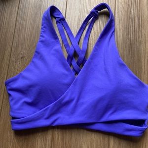 Fabletics Purple Wrap Criss Cross Strappy Sports Bra Workout Exercise Athletic